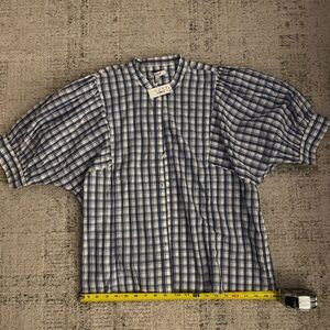Madewell Blue Plaid Short-Sleeve Button-Up Shirt